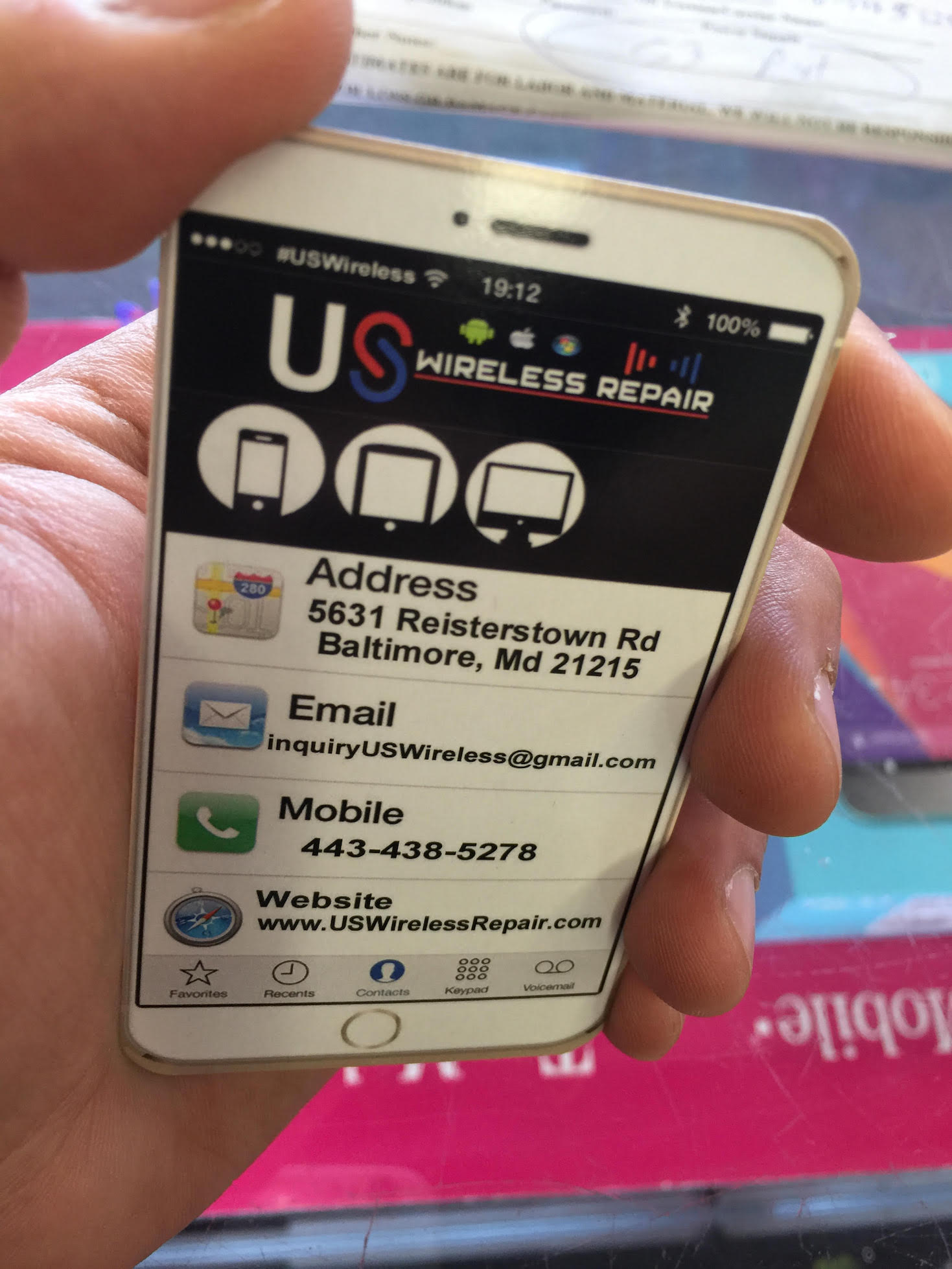 US Wireless Repair-Back Card
